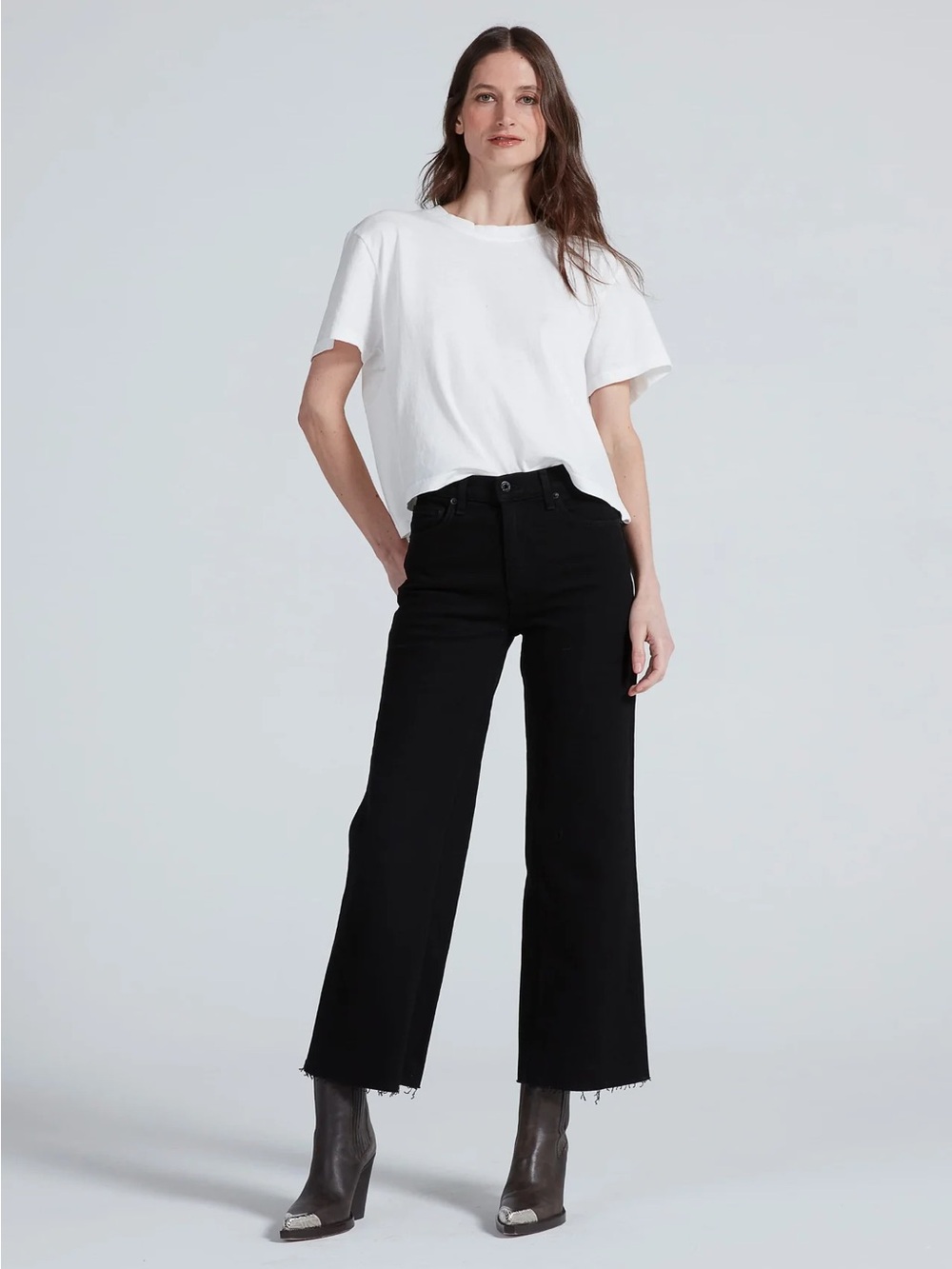 ASKK Slim cropped jean black resin NWT